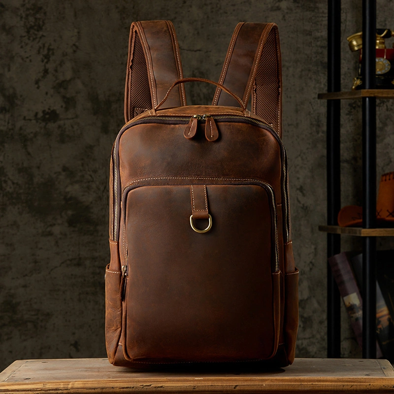 (WD12438) Handmade Leather Backpack for Men Retro Cowhide Casual Backpack Youth Travel Computer Bag Trend Men Bag