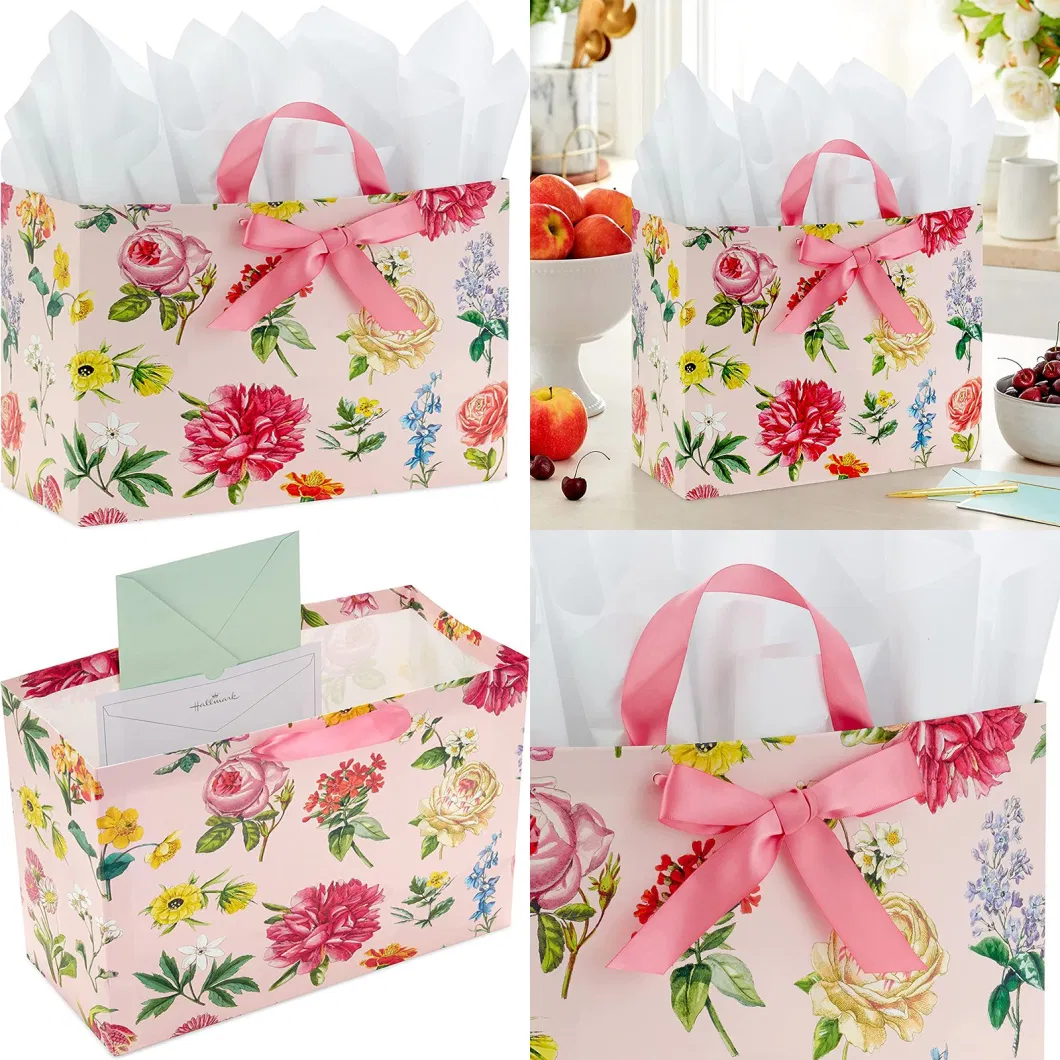 Personalized Creative Flower Gift Bags Customized Logo Packaging Paper Bags