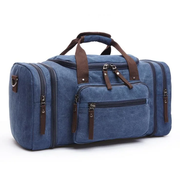 Vintage Canvas Cotton Duffle Travel Bag Sports with Shoulder Strap Wbb18778