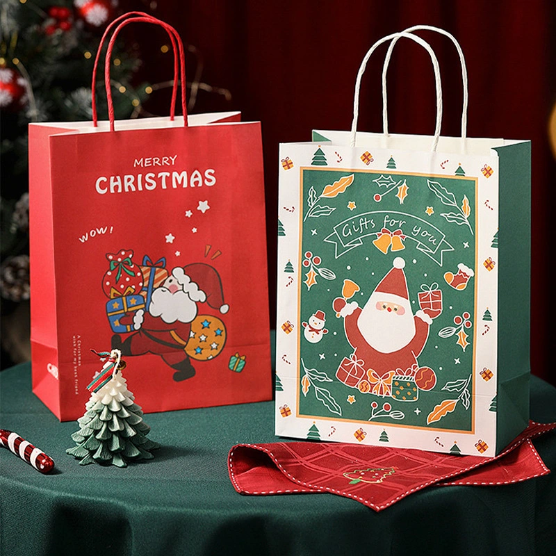 Christmas Gift Paper Bags with Handle Boys and Girls Christmas Candy Bags Paper Goody Bags