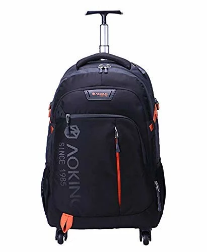 Water Resistant Rolling Wheeled Backpack Laptop Compartment Bag, Black Laptop