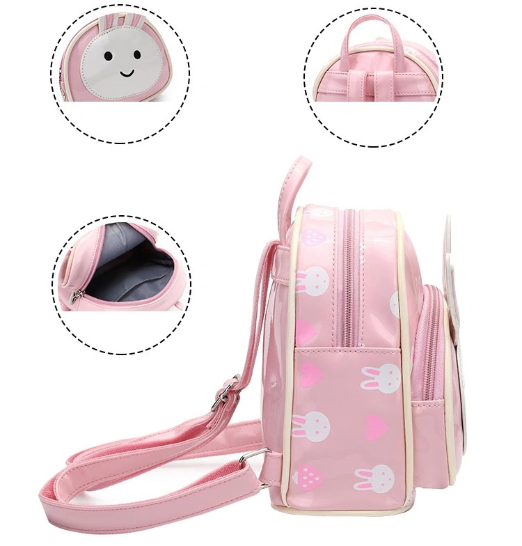 Wholesale Bulk Cheap Price - Printed PU Leather Bunny Image Teenager Girls and Cute School Backpacks Travel Bags for Children