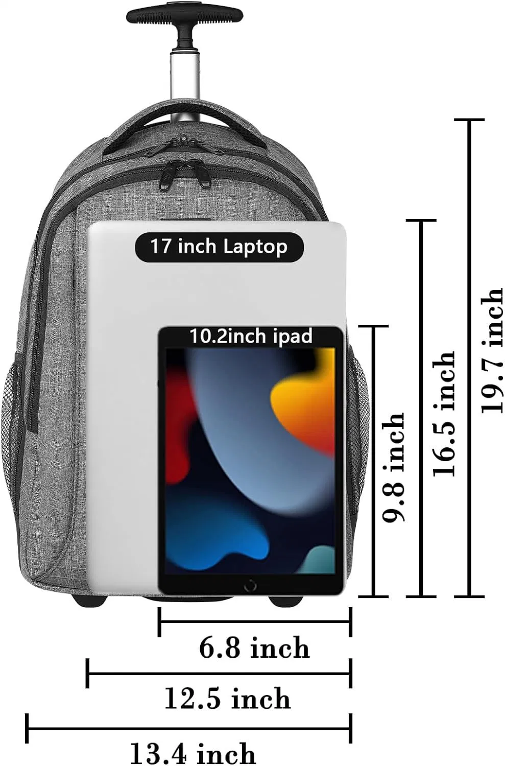 Rolling Backpack Waterproof Travel Laptop Backpack with Wheels Large Rolling College Backpack Computer Bag