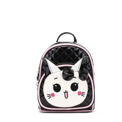 Shiny PU Leather Moda bambini Ragazze Mini Preschool piccola <a href='/zaino/'>Zaino</a> per bambini con baby-pack di caramello animale Cat carino a marchio in borsa