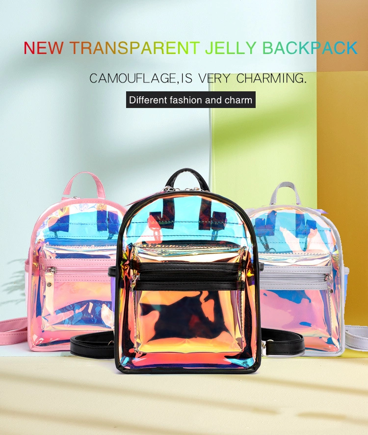 Wholesale Custom New Style Holographic PVC Two-Piece Set Transparent Jelly School Backpack