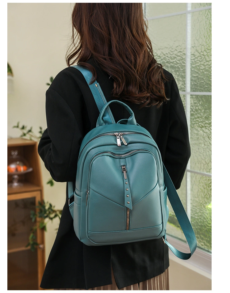 Fashionable New Brand Large Capacity Bookpacks Three-Layer Youth Backpacks Sac High Quality Solid Leather Women&prime;s Backpack