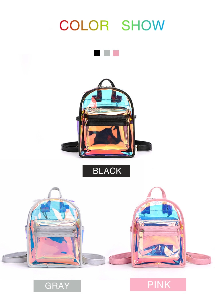 Wholesale Custom New Style Holographic PVC Two-Piece Set Transparent Jelly School Backpack