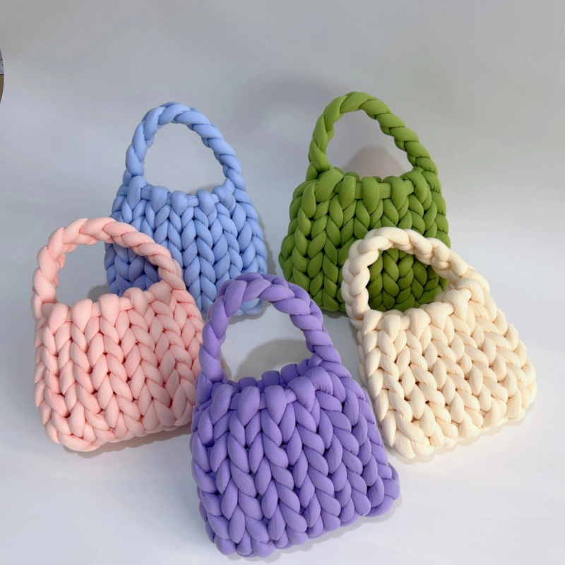 Can Custom Logo Knitted Fabric Tote Beach Bag for Women Girls Large Capacity Aesthetic Crochet Shoulder Hand Bag