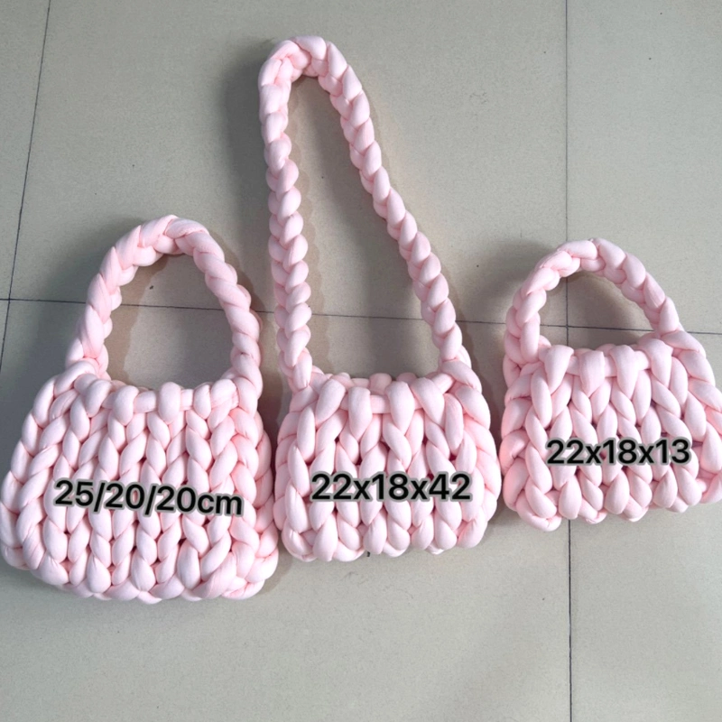 Can Custom Logo Knitted Fabric Tote Beach Bag for Women Girls Large Capacity Aesthetic Crochet Shoulder Hand Bag