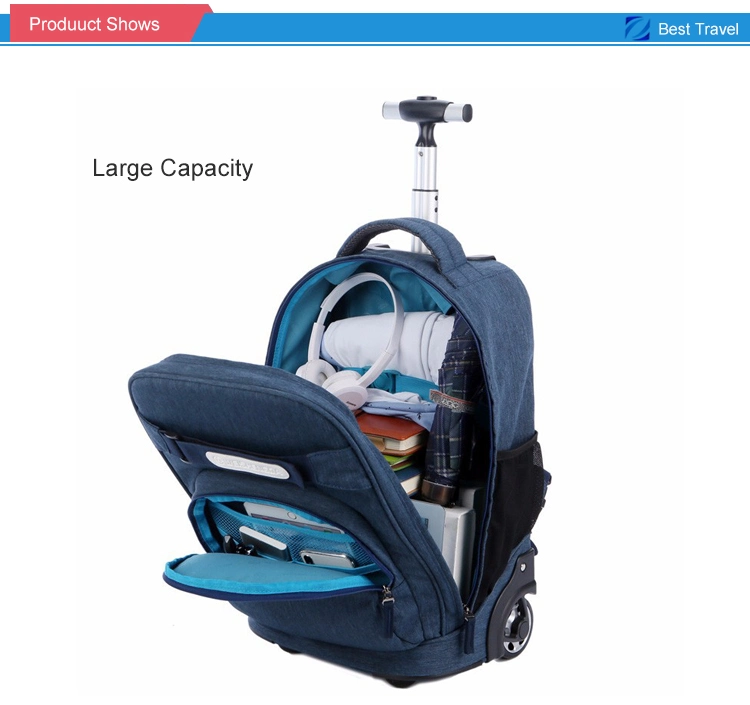 Fashion Leisure Promotional Travelling Carry on Wheeled Business Kids Children Bags Travel Trolley School Backpack