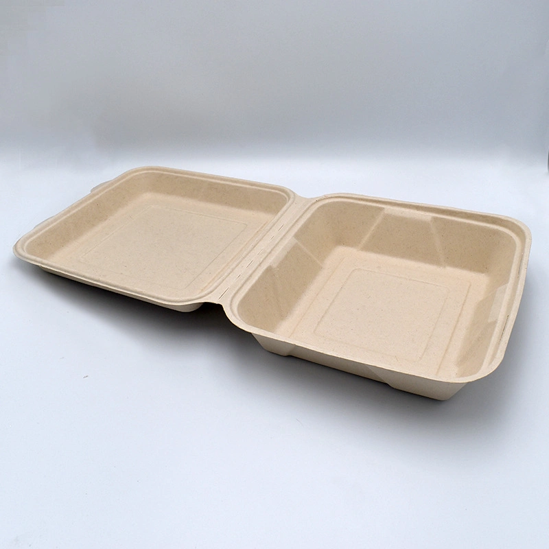 Disposable Compostable Pulp Box 320ml One-Piece Natural Color Packed Lunch Box (PS-312)