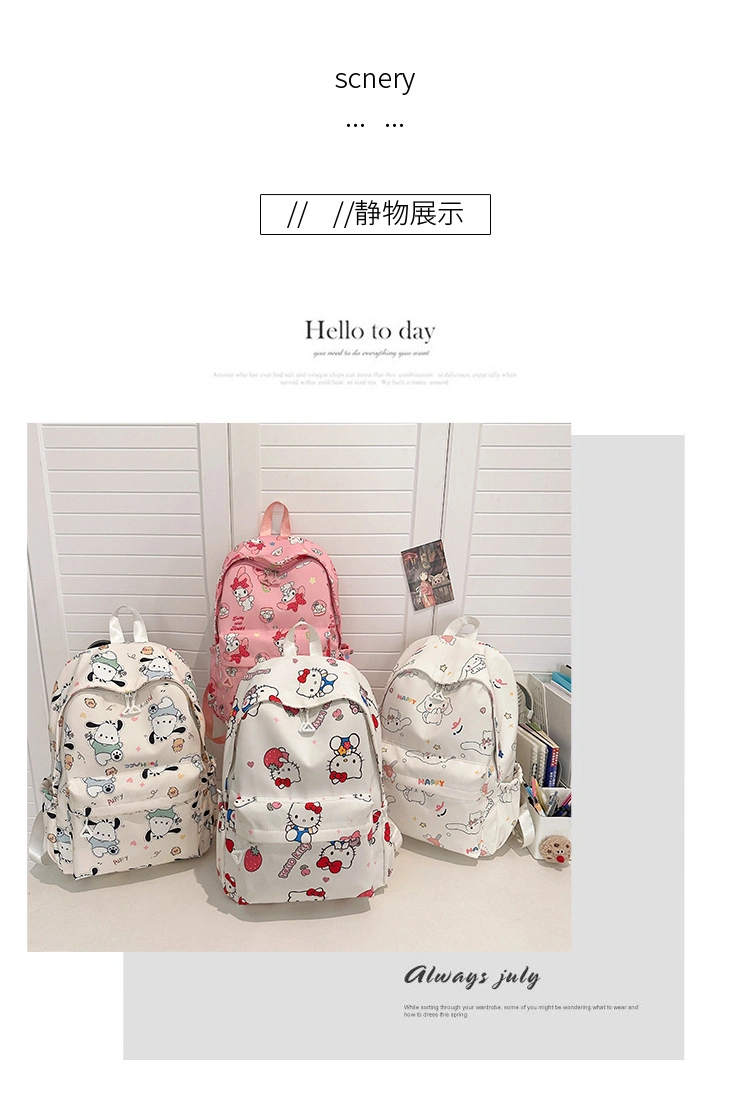 Sanrio Student Bags Large Capacity High School Bags Cartoon Melody Travel Canvas Children Backpack