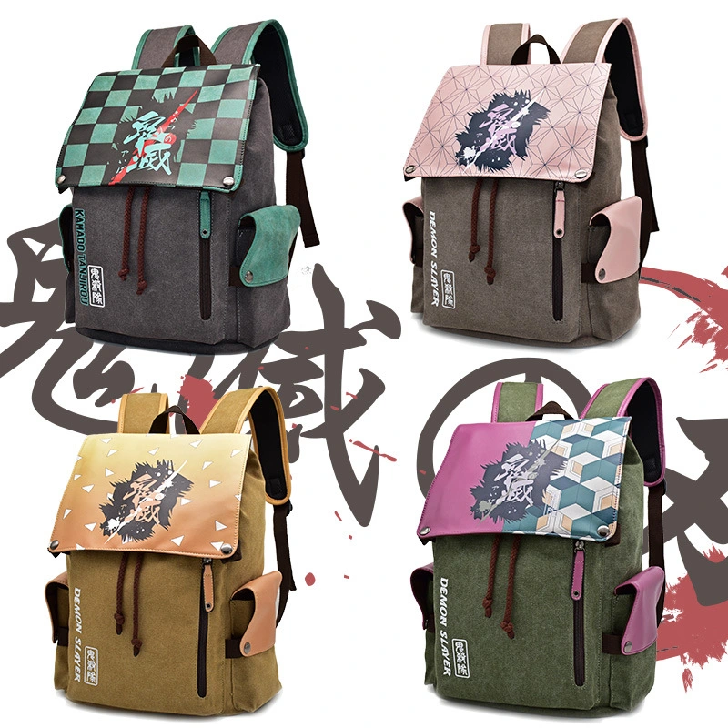 Anime Backpack Demon Slayer Bagpack Cosplay Boys Girls Cartoon Canvas School Bags Travel Sports Pack Outdoor Teenagers Schoolbag