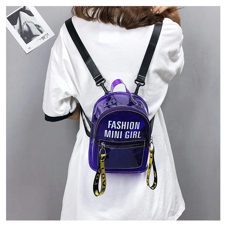 Custom PVC Mini Transparent Student Clear Backpack for Teenage Girls