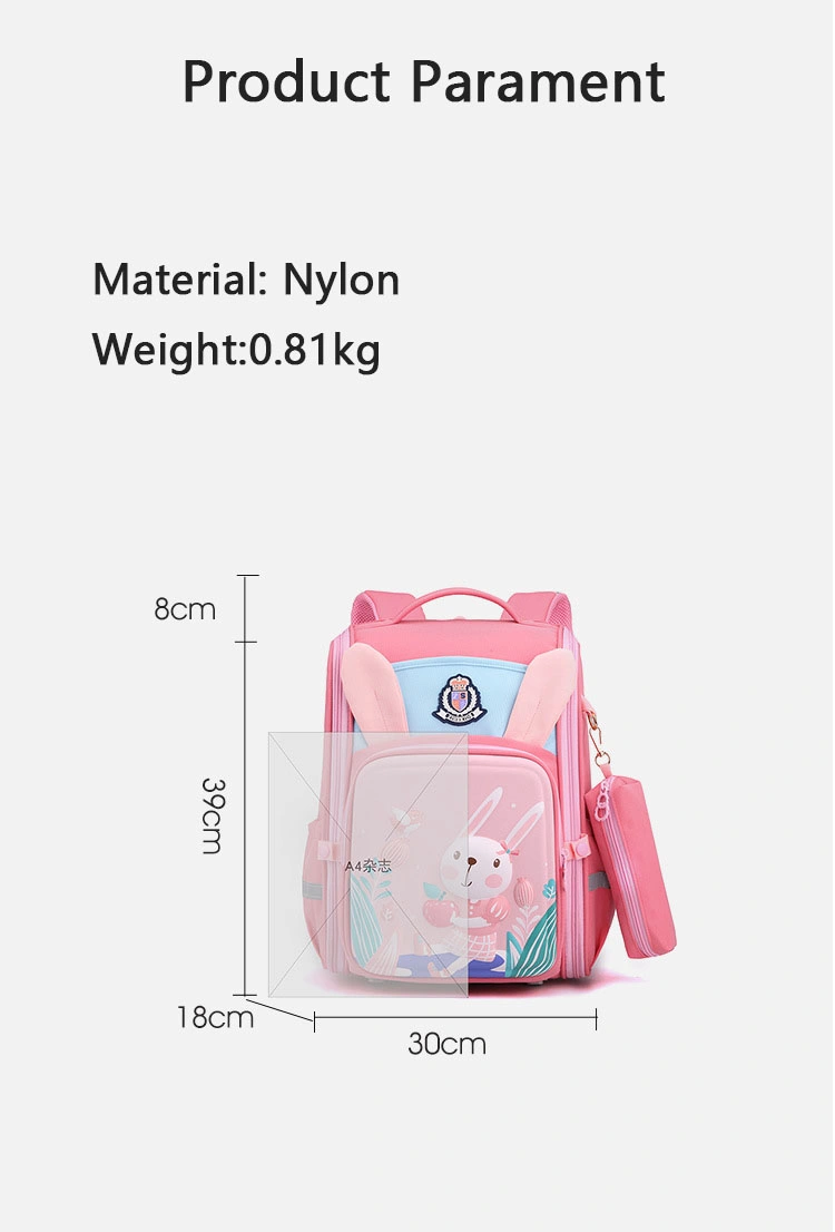 Lightweight Cute Rabbit Print Nylon School Backpack Bags Popular Backpack for Kids