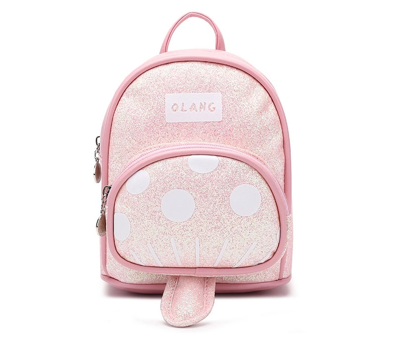 China Factory Dots Printing Colorful Mushrooms Design Blingbling Glitter Kids Schoolbag Travel Small Mini Children Girl Boy Backpack