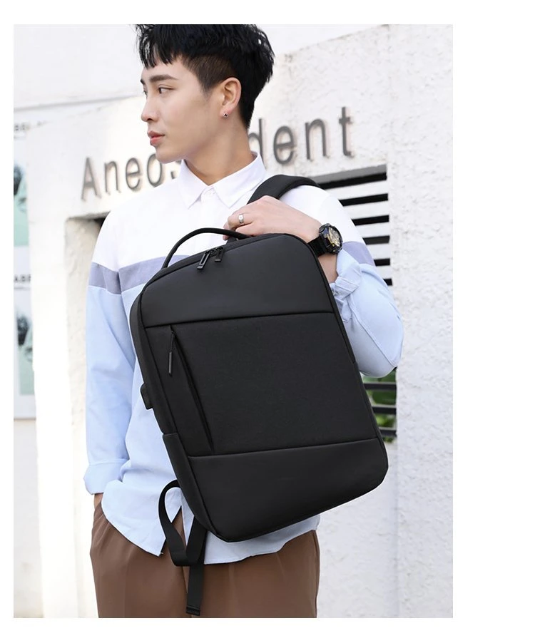 Customized Logo Business Travel Bag High School Backpack with USB Charging Port