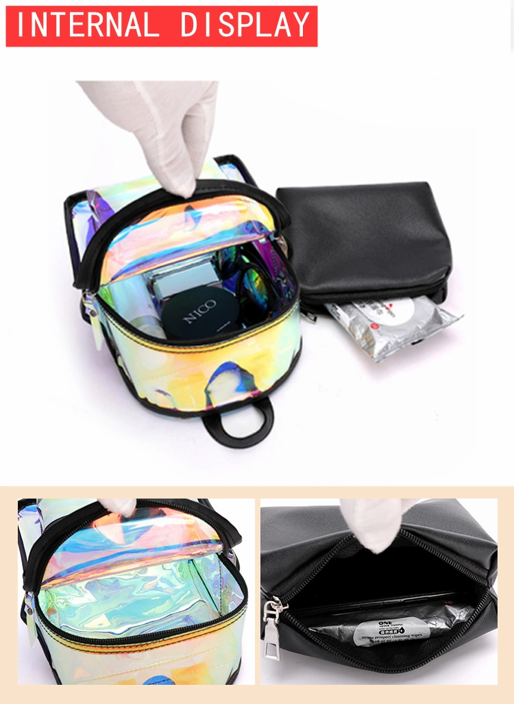 Wholesale Custom New Style Holographic PVC Two-Piece Set Transparent Jelly School Backpack