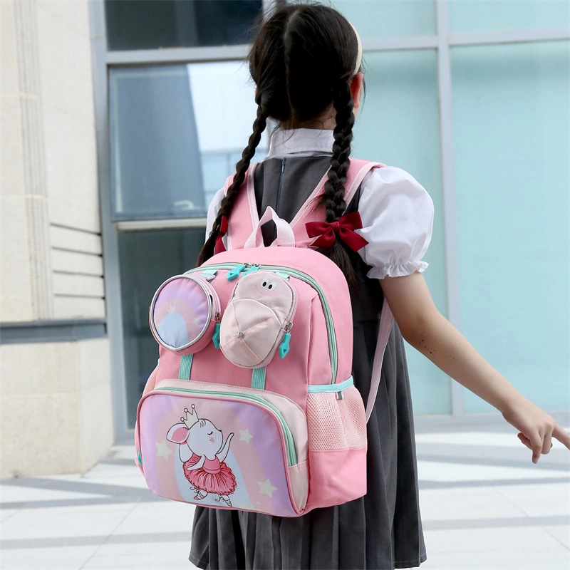 New Design Kids Cute Cartoon Gift School Backpack with Little Pouch