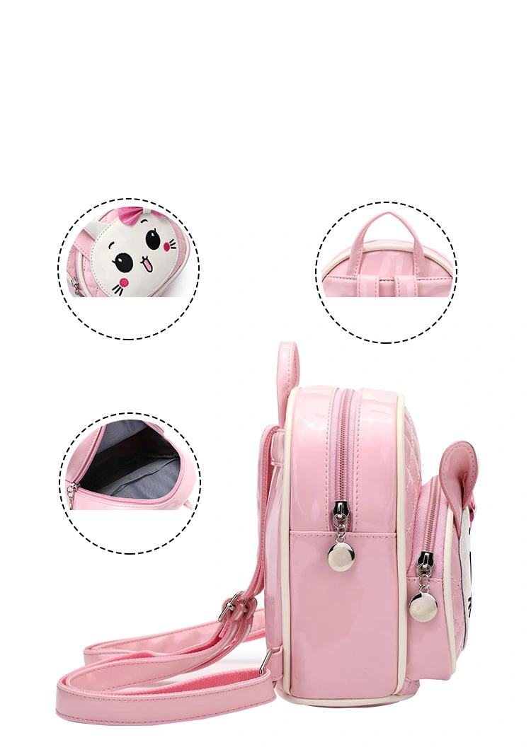 Shiny PU Leather Fashion Children Boys Girls Mini Small Preschool Bag Branded Cute Cat Animal Cartoon Baby Backpack for Kids