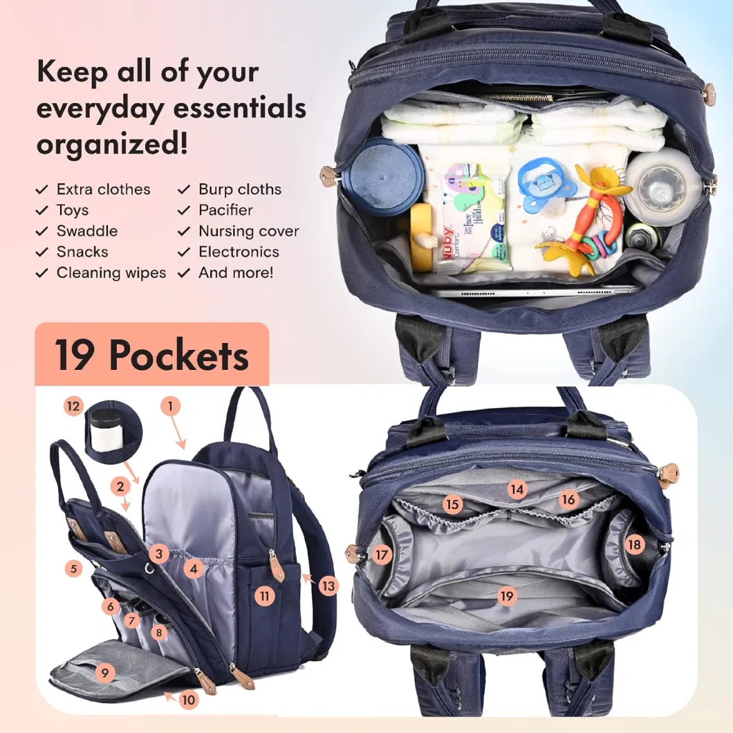 Multipurpose Waterproof Dad Mommy Baby Travel Diaper Backpack with Portable Changing Pad