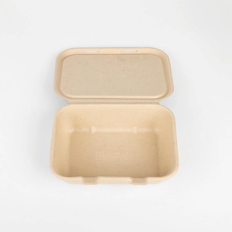 9 Inch Disposable Lunch Box Degradable Food Container Bagasse Carton with Lid Packed Takeaway Box (Q-28)