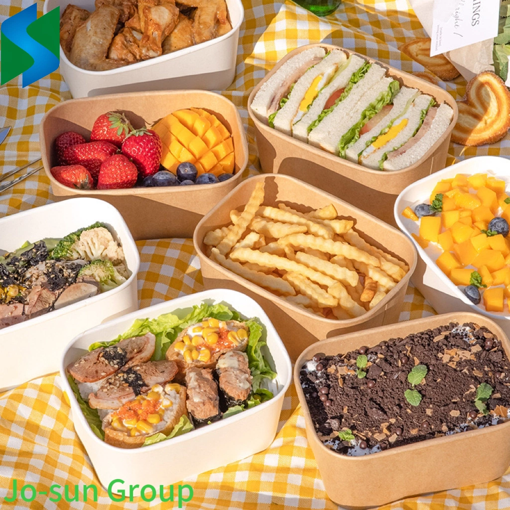 Brown Paper Square Bowl Disposable Lunch Box Rectangular Lunch Box Takeout Packed Light Picnic Tableware