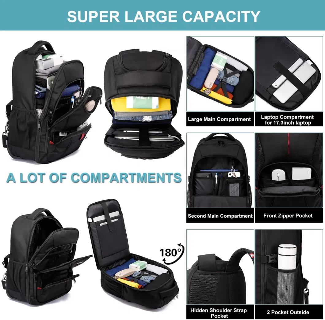 Waterproof Wheeled Travel Laptop Backpack Carry on Luggage Bag Trolley Suitcase Business College School Computer Rolling Backpack