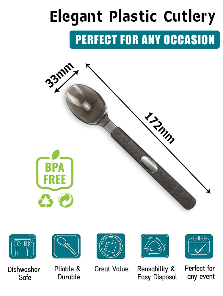 Individually Packed 8.2g PS Spoon Disposable Plastic Cutlery 172mm Length PS Plastic Spoon Brown Custom for Lunch