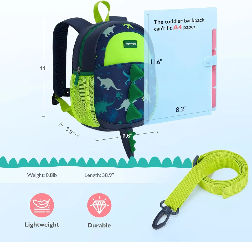 Toddler Backpack, Kids Backpack with Leash, Dinosaur Backpack for Boys Cute 3D Cartoon Preschool Kindergarten Backpacks