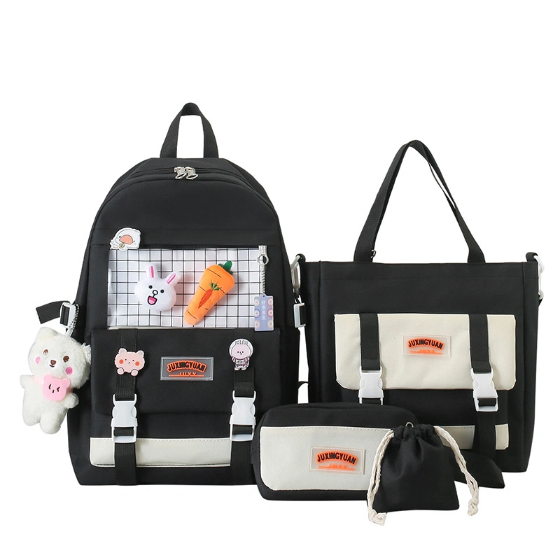 Fashion Laptop Backpack Shoulder Handbag, Canvas 4PCS/Set Child School Bag