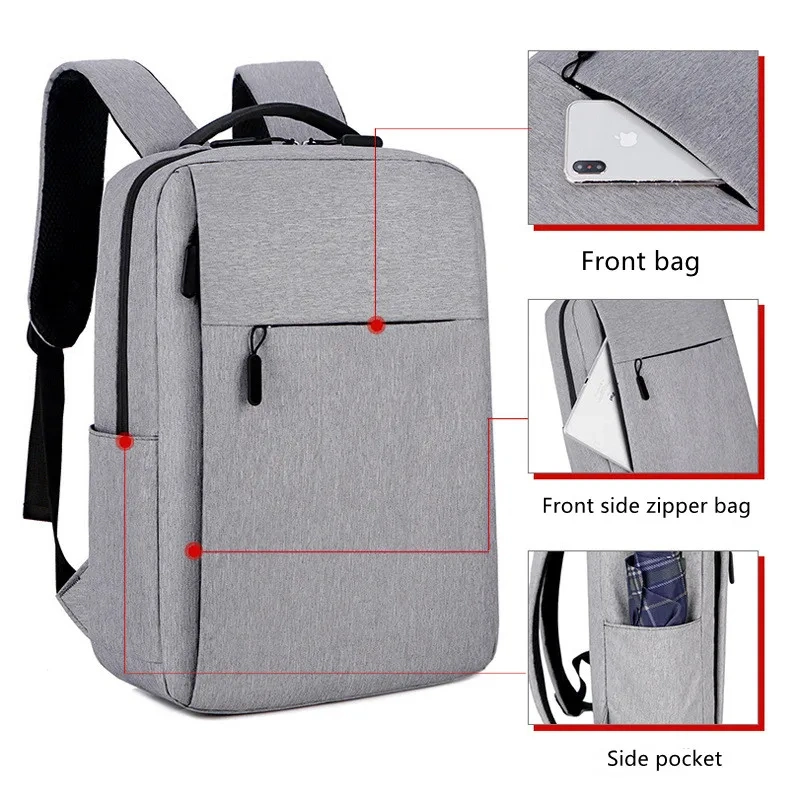 Customized Logo Mochilas with USB Backpack Office Computer Bag Laptop Backpack for Men