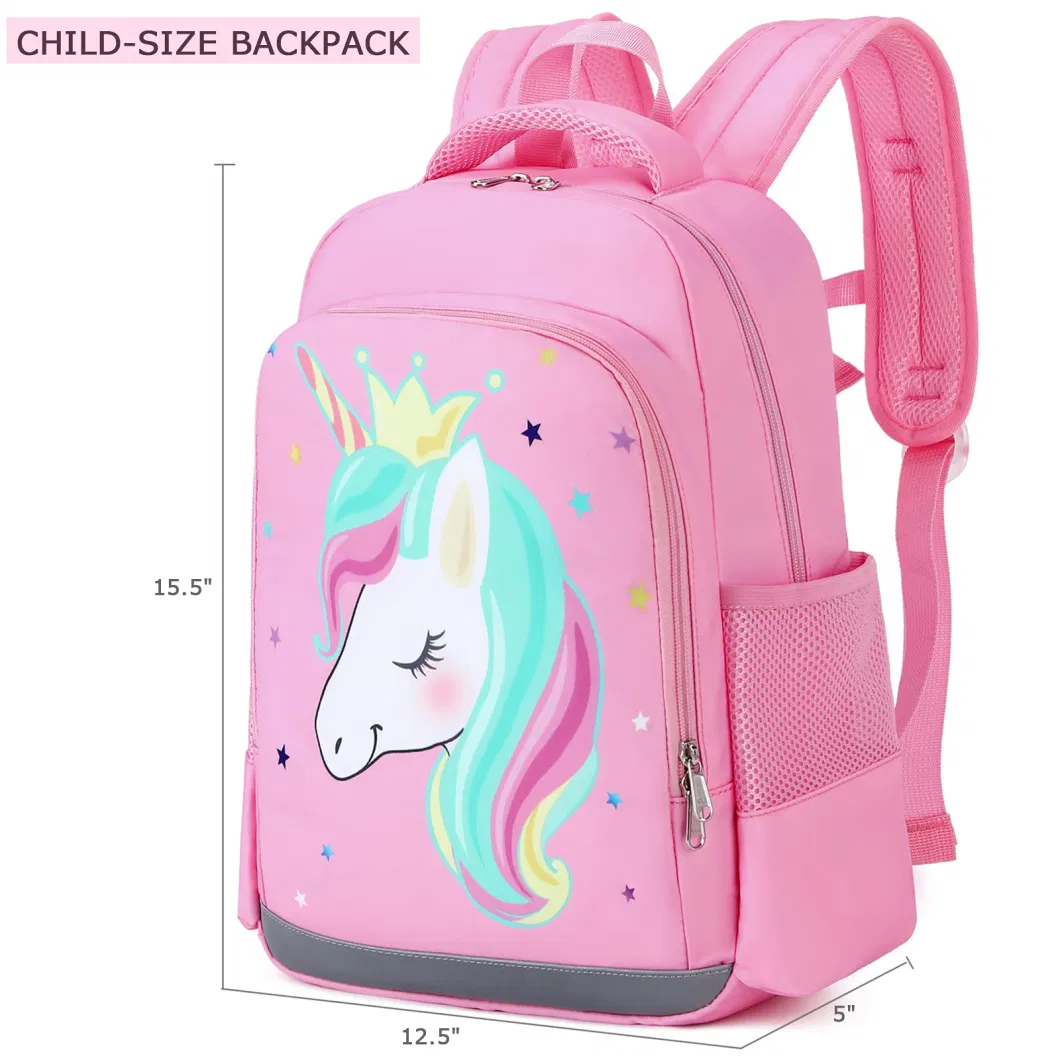 2 in 1 Lightweight Lunch Box Set Water-Resistant Comfortable Unicorn Kids Bookbag School Bag