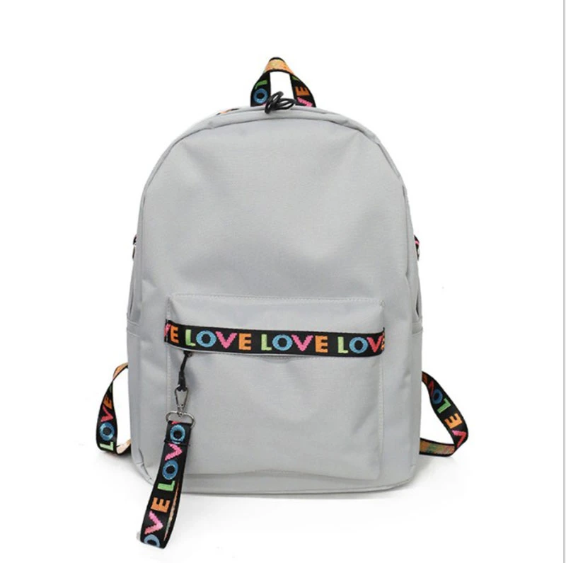 Color Letters Straps Ultra Light Cute Pink School Bag Large-Capacity College School Backpack Bags