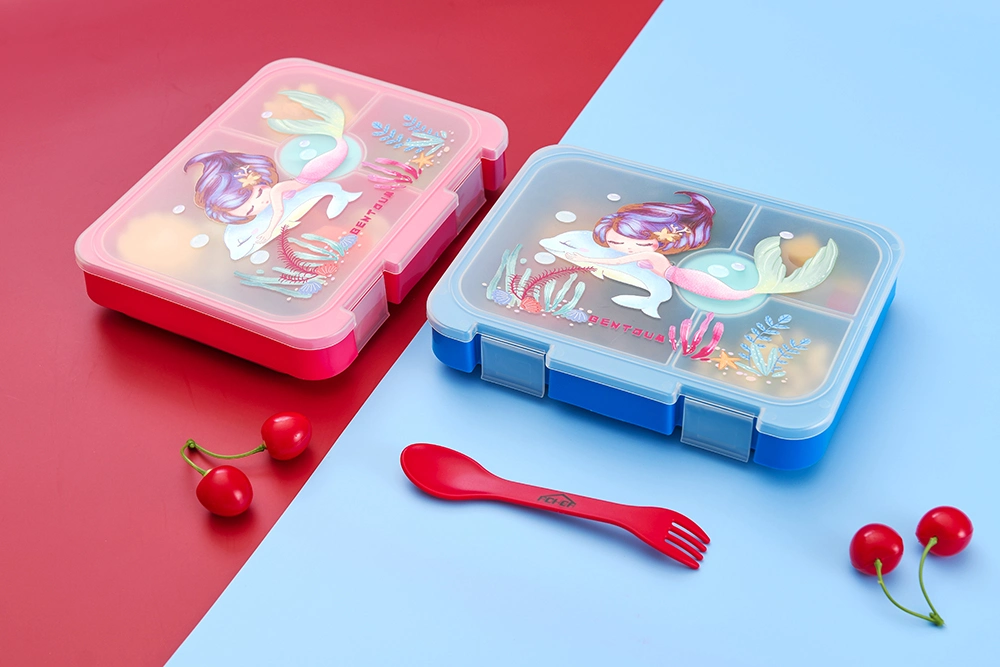 Aohea Bento Box for Kids Lunch Containers with 4 Compartments Utensils