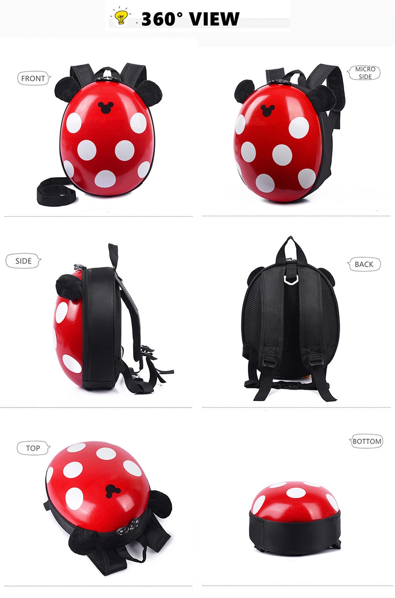 Straps Design Safety Children Backpack Ladybug Bag EVA School Bags