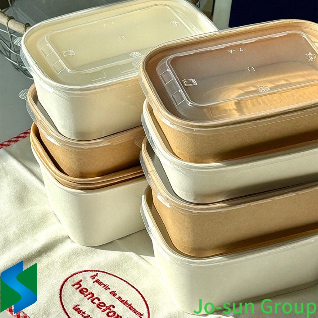 Brown Paper Rectangular Bowl Disposable Lunch Box Takeout Packed Light Fruit Picnic Tableware