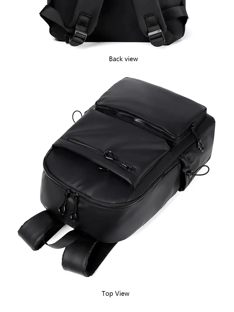 14 Inch Backpack Large Capacity Travel Leisure Solid Color PU Computer Backpack Fashion Casual Bag