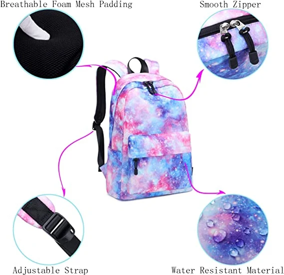 Moutain Land Girls School Backpack Lightweight Waterproof Backpacks for Teen with Lunch Bag