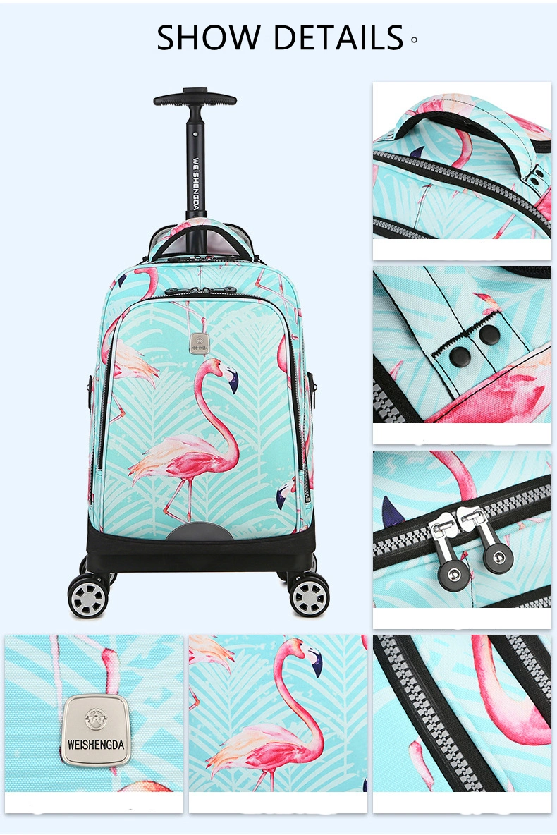 Wholesale Trolley Bags Children Fashion Printing Backpack with Wheels