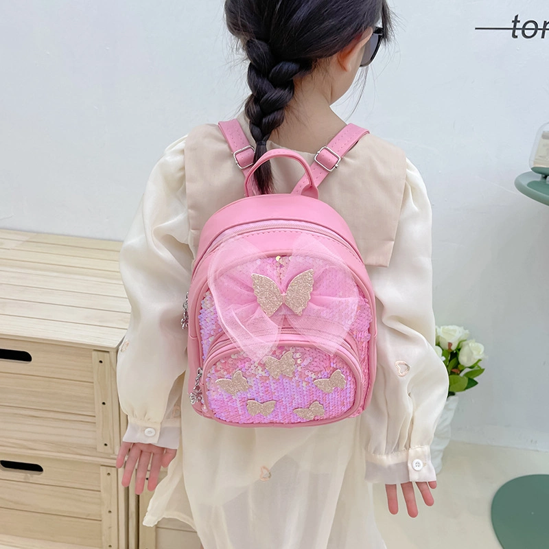 New Style Shiny Cute Schoolbag Delicate Hot Style Girls Glitter Double Shoulder Bag Fashion PU Leather Woman Backpack