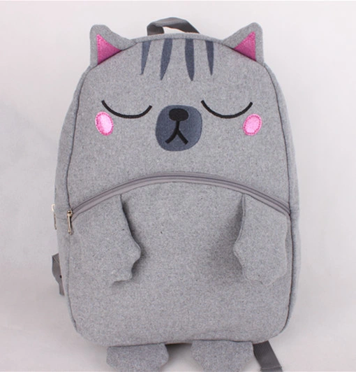 New A4 Bag Grey Student Kitten Cute Animal Children&prime;s Traveling Backpack for Girls