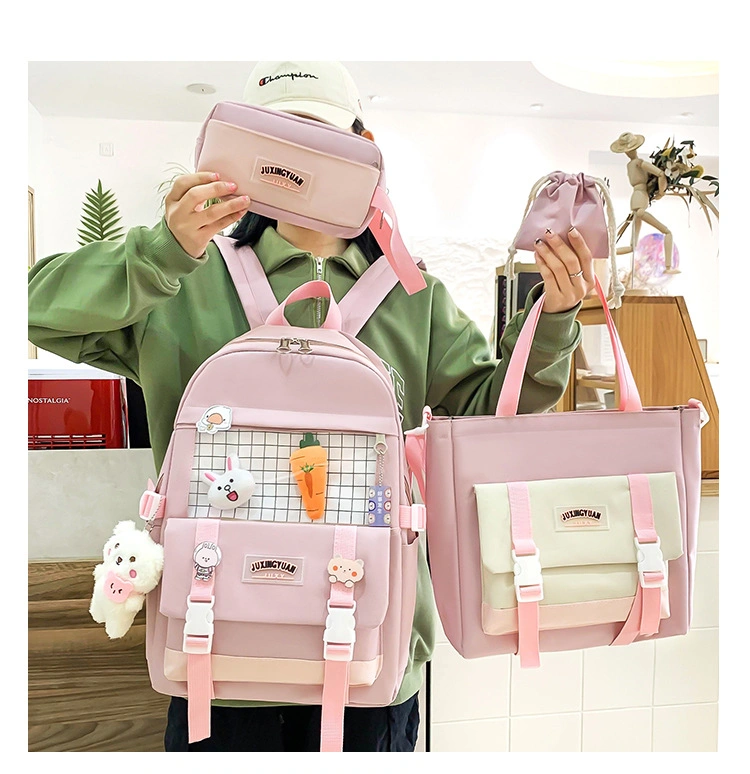 Fashion Laptop Backpack Shoulder Handbag, Canvas 4PCS/Set Child School Bag