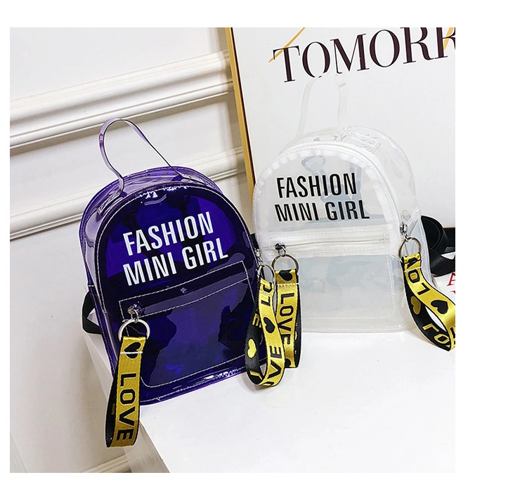 Custom PVC Mini Transparent Student Clear Backpack for Teenage Girls