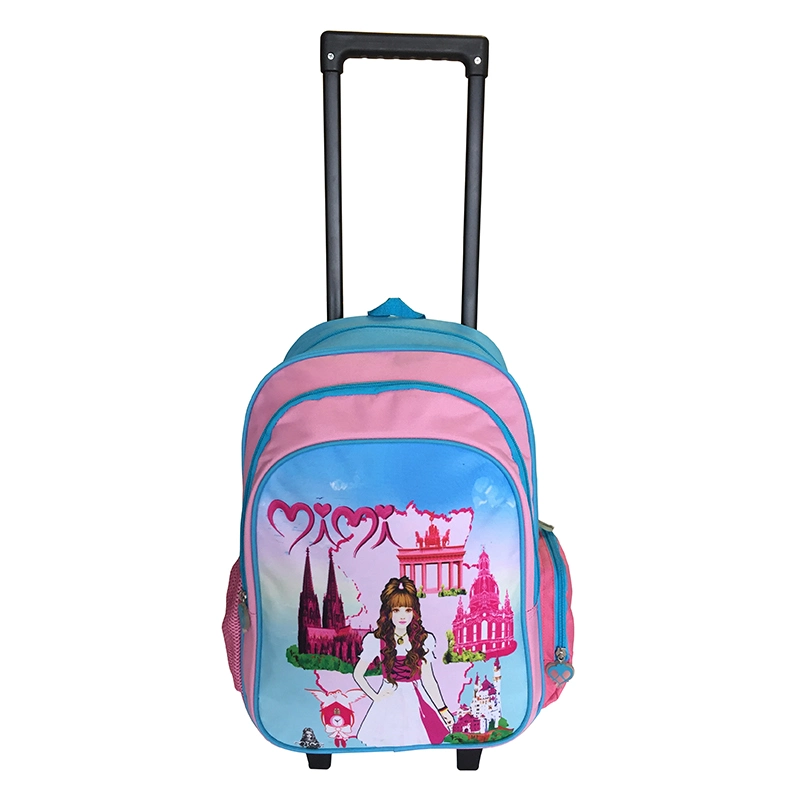 Fashion Cute Cartoon Kids Book Backpack Back to School Bags with Trolley for Teen Girls