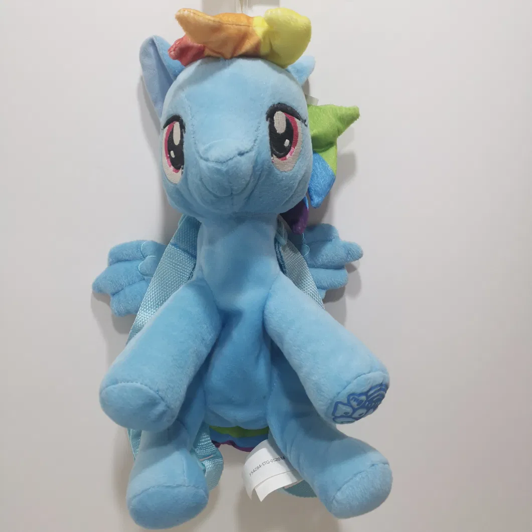 Stuffed Licensed Blue My Little Pony Bag Plush Backpack for Kids School Bags