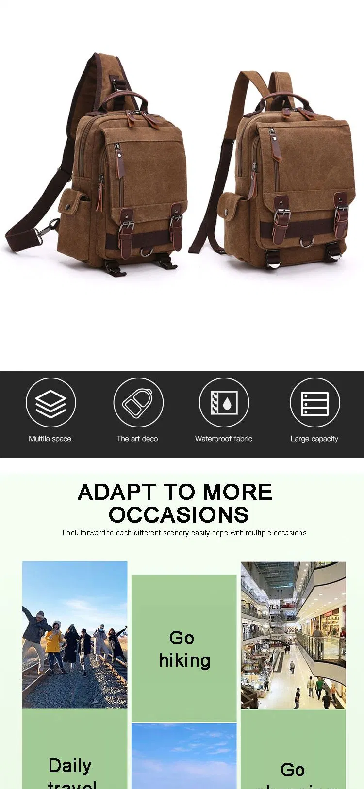 Canvas Backpack Women&prime;s Bag Schoolbag Middle School Student Backpack