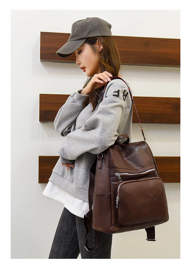 Ru Women&prime;s Casual Fashion Customizable Fashion Style Sublimated Brown Children Custom Small Backpack Leather