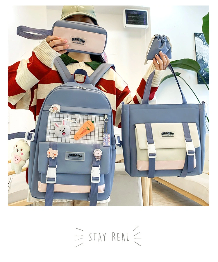 Fashion Laptop Backpack Shoulder Handbag, Canvas 4PCS/Set Child School Bag