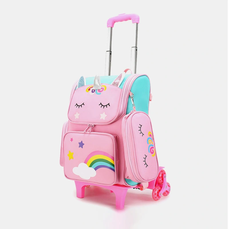 Factory Wholesale Custom Logo Unicorn School Bag Environmental Backpacks with Trolley